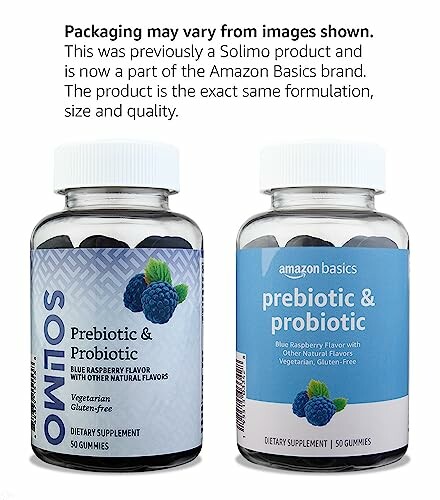 Amazon Basics Prebiotic & Probiotic Gummies bottles.