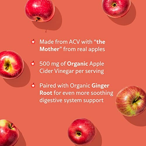 Apples with text about organic apple cider vinegar benefits.