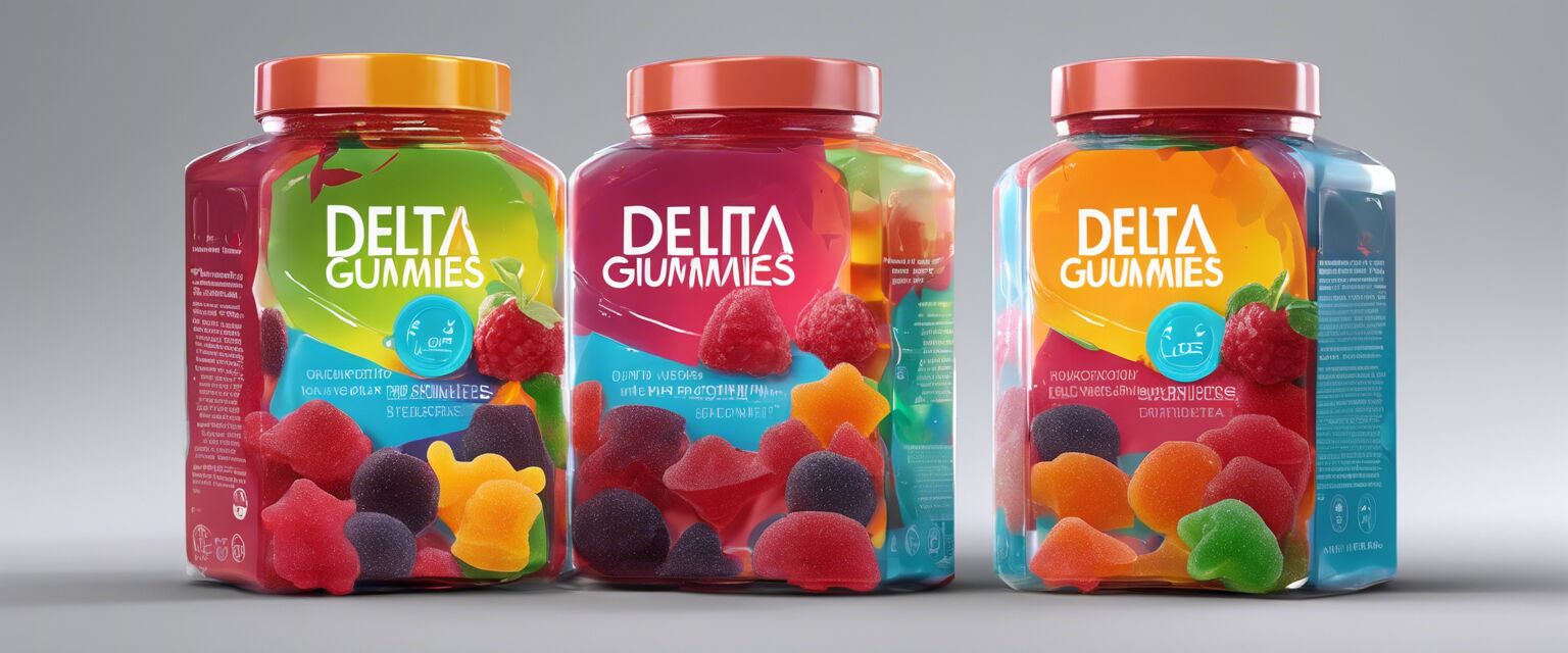 Packaging designs for delta gummies.