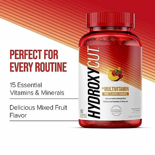 Hydroxycut multivitamin fruit flavored gummies bottle