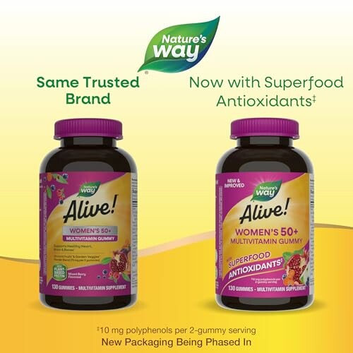 Nature's Way Alive Women's 50+ multivitamin gummies with superfood antioxidants.