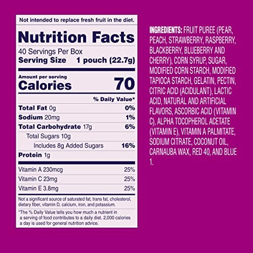 Nutrition facts label with ingredients list.