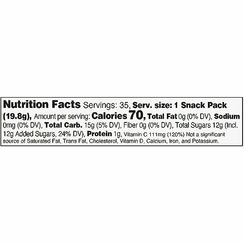 Nutrition facts label for a snack pack.