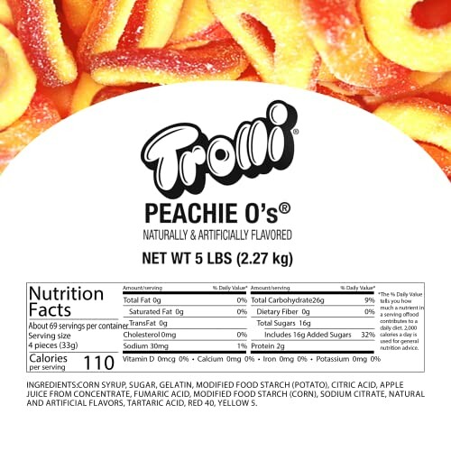 Trolli Peachie O's nutrition facts and ingredients.