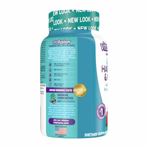 Vitafusion Hair Skin & Nails dietary supplement bottle.