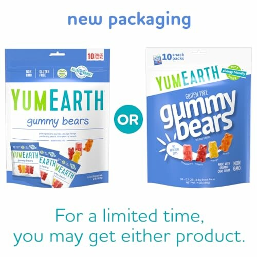 YumEarth gummy bears new packaging options.